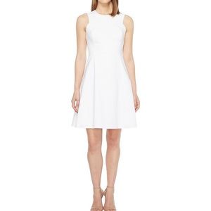 Calvin Klein Square Armhole Fit Flare White Dress